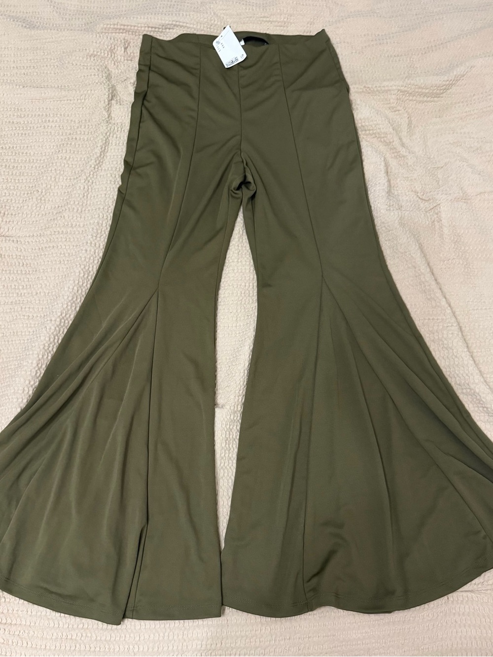H&M Olive Wide-Leg Flared Palazzo Pants